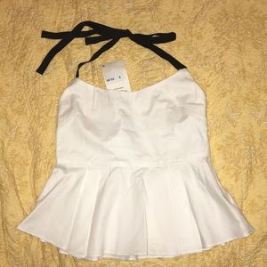 Zara cotton halter top with ribbon halter